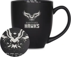 Rico Industries NCAA (H/I/J/K & L) Standard 15oz Laser Engraved Matte Black Ceramic Bistro Mug - For Hot or Cold Drinks