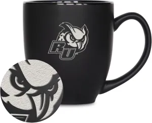 Rico Industries NCAA (P, Q & R Schools) Standard 15oz Laser Engraved Matte Black Ceramic Bistro Mug - For Hot or Cold Drinks