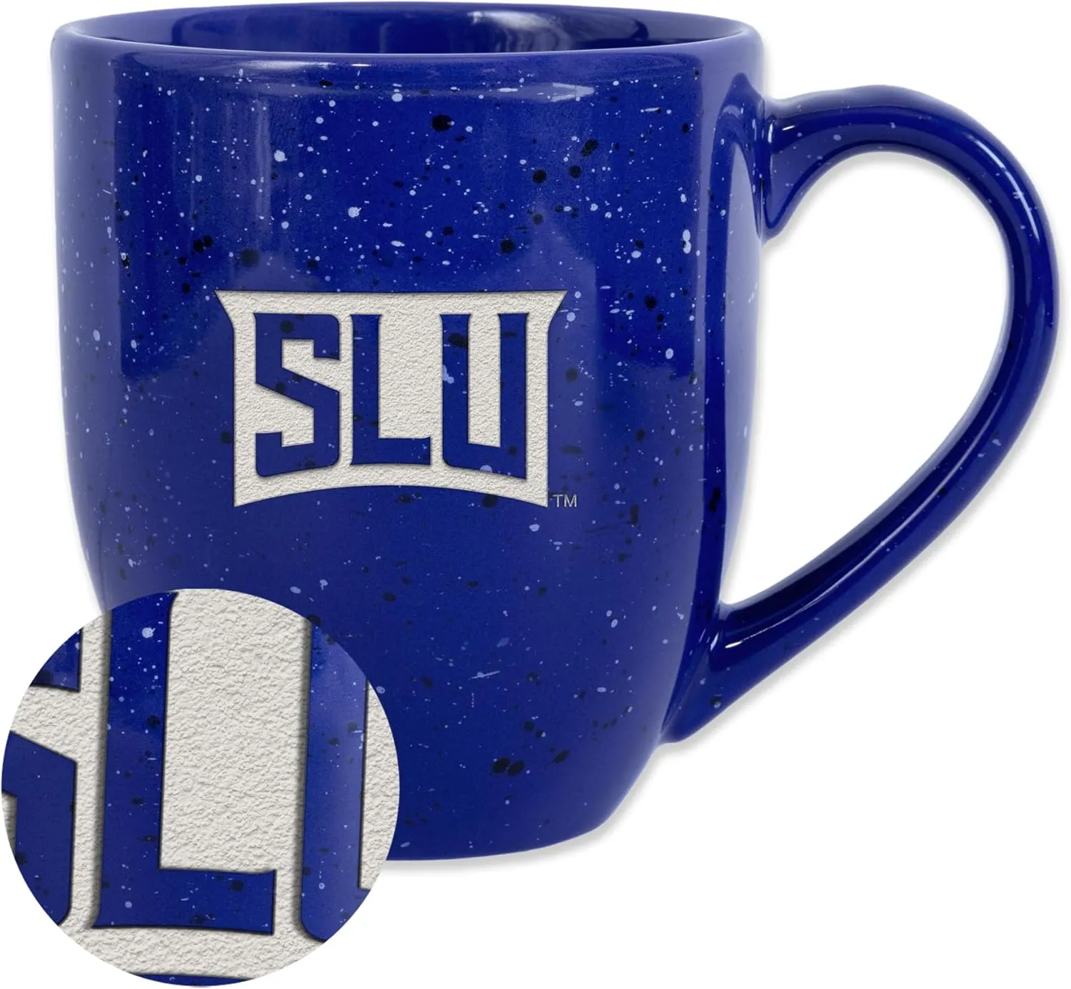 Rico Industries NCAA Saint Louis Billikens Primary Logo Royal 16 oz Team Color Laser Engraved Speckled Ceramic Coffee Mug