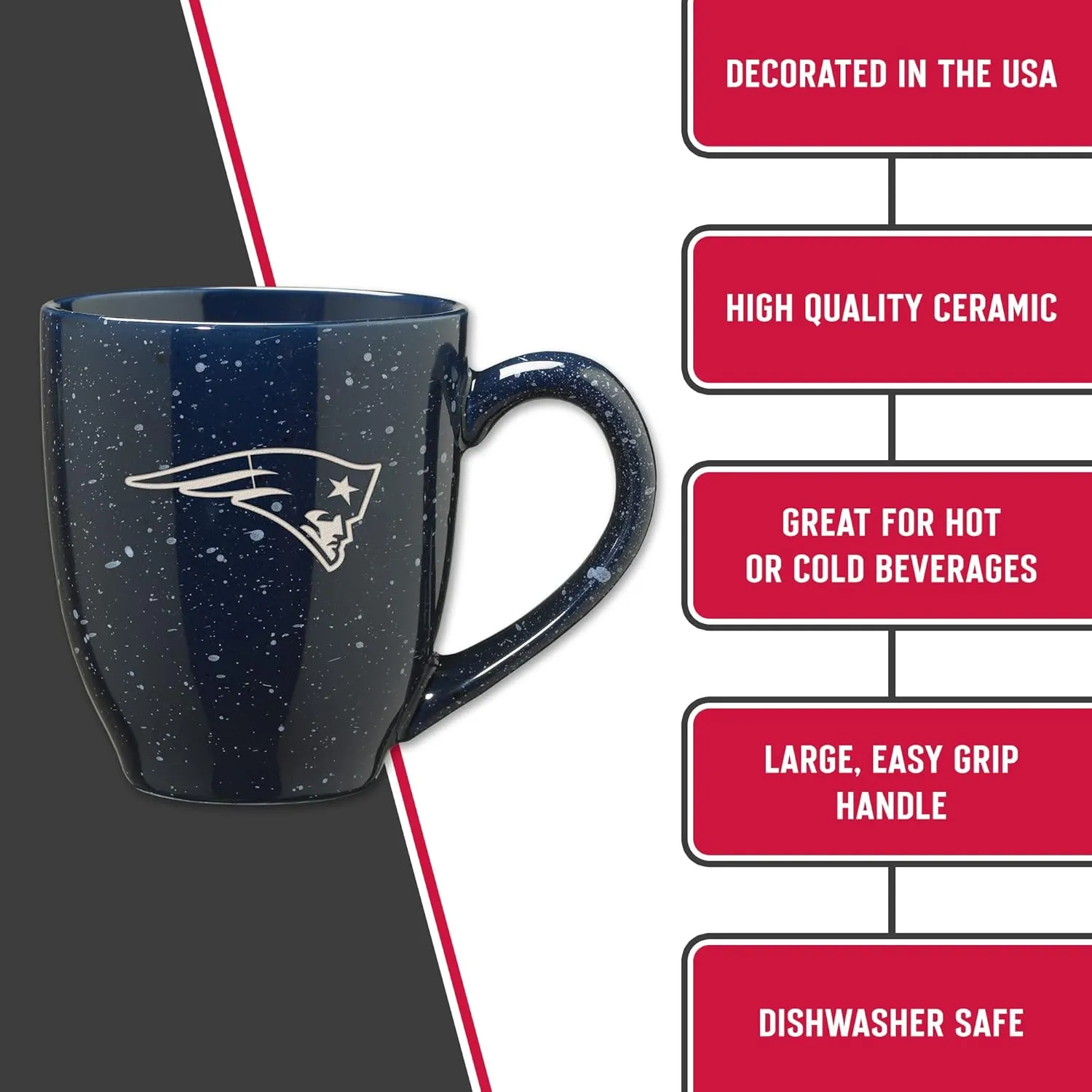 Rico Industries NFL Football 16 oz Team Color Laser Engraved Speckled Ceramic Coffee Mug