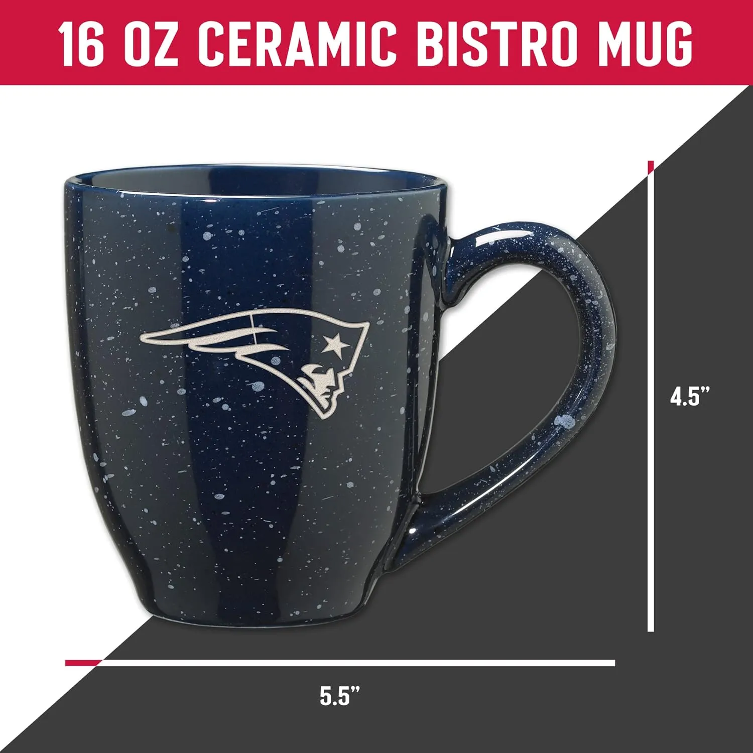 Rico Industries NFL Football 16 oz Team Color Laser Engraved Speckled Ceramic Coffee Mug
