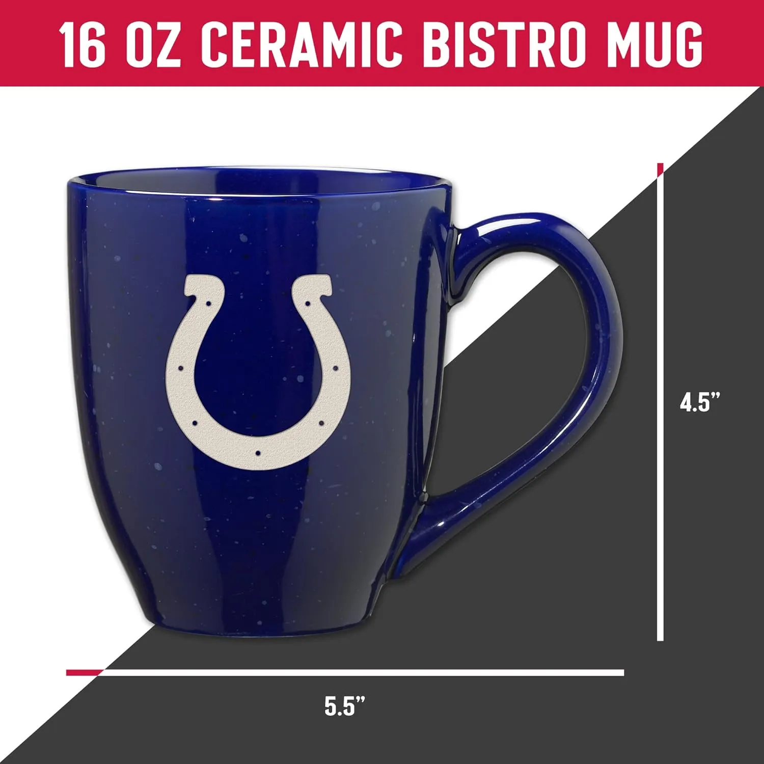 Rico Industries NFL Football 16 oz Team Color Laser Engraved Speckled Ceramic Coffee Mug
