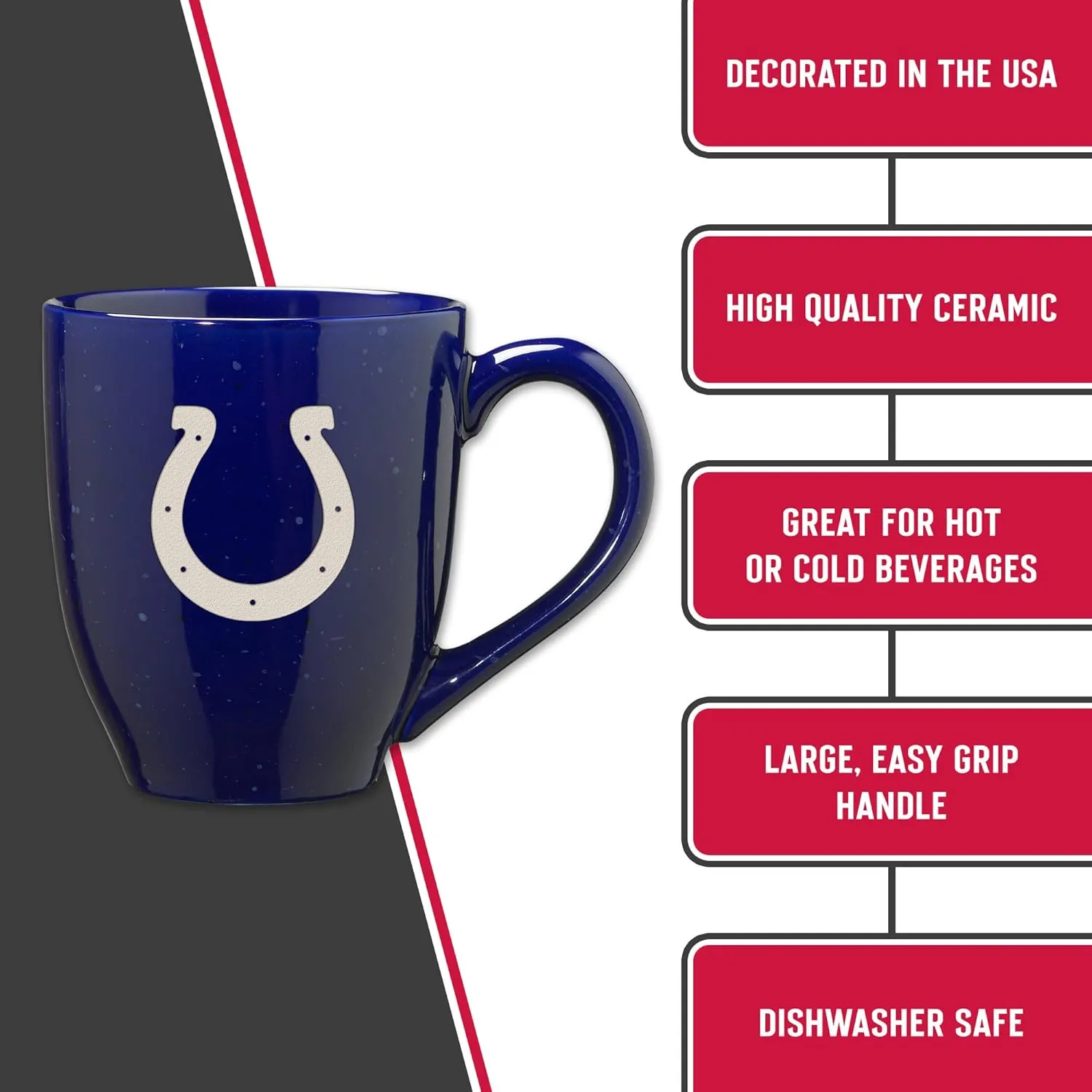 Rico Industries NFL Football 16 oz Team Color Laser Engraved Speckled Ceramic Coffee Mug