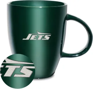 Rico Industries NFL Football New York Jets Sunburst Green 18oz Laser Engraved Ceramic Lustre Mug