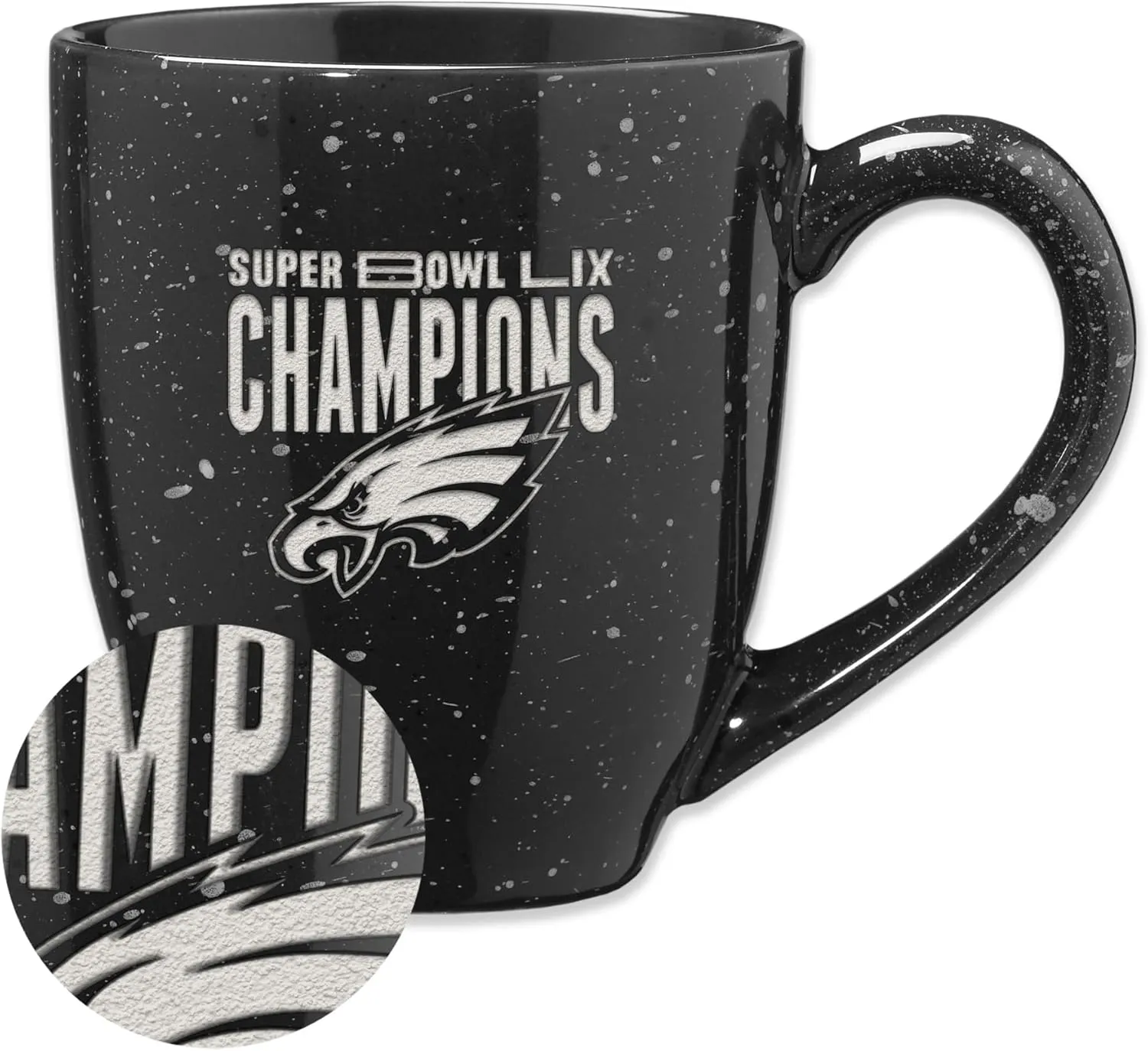 Rico Industries NFL Football Philadelphia Eagles 2025 Super Bowl LIX Champions 16 oz Team Color Laser Engraved Speckled Ceramic Coffee Mug