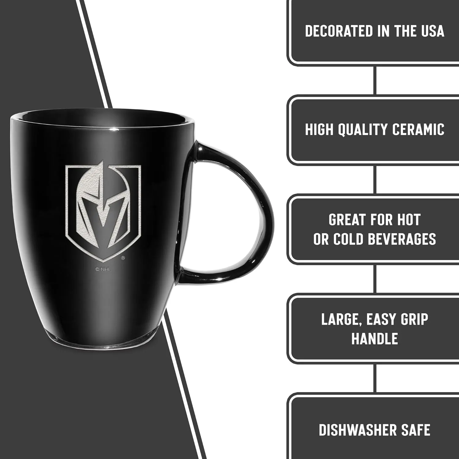 Rico Industries NHL Hockey Electroplated 18oz Laser Engraved Ceramic Lustre Mug