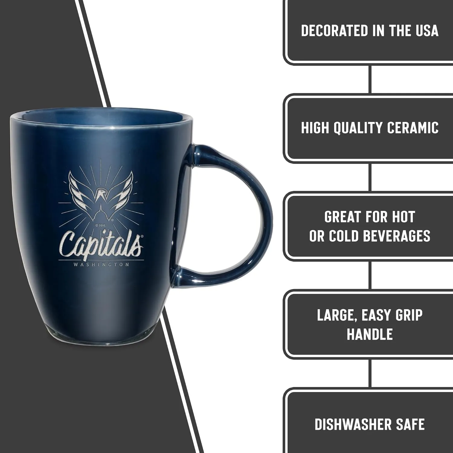 Rico Industries NHL Hockey Electroplated 18oz Laser Engraved Ceramic Lustre Mug