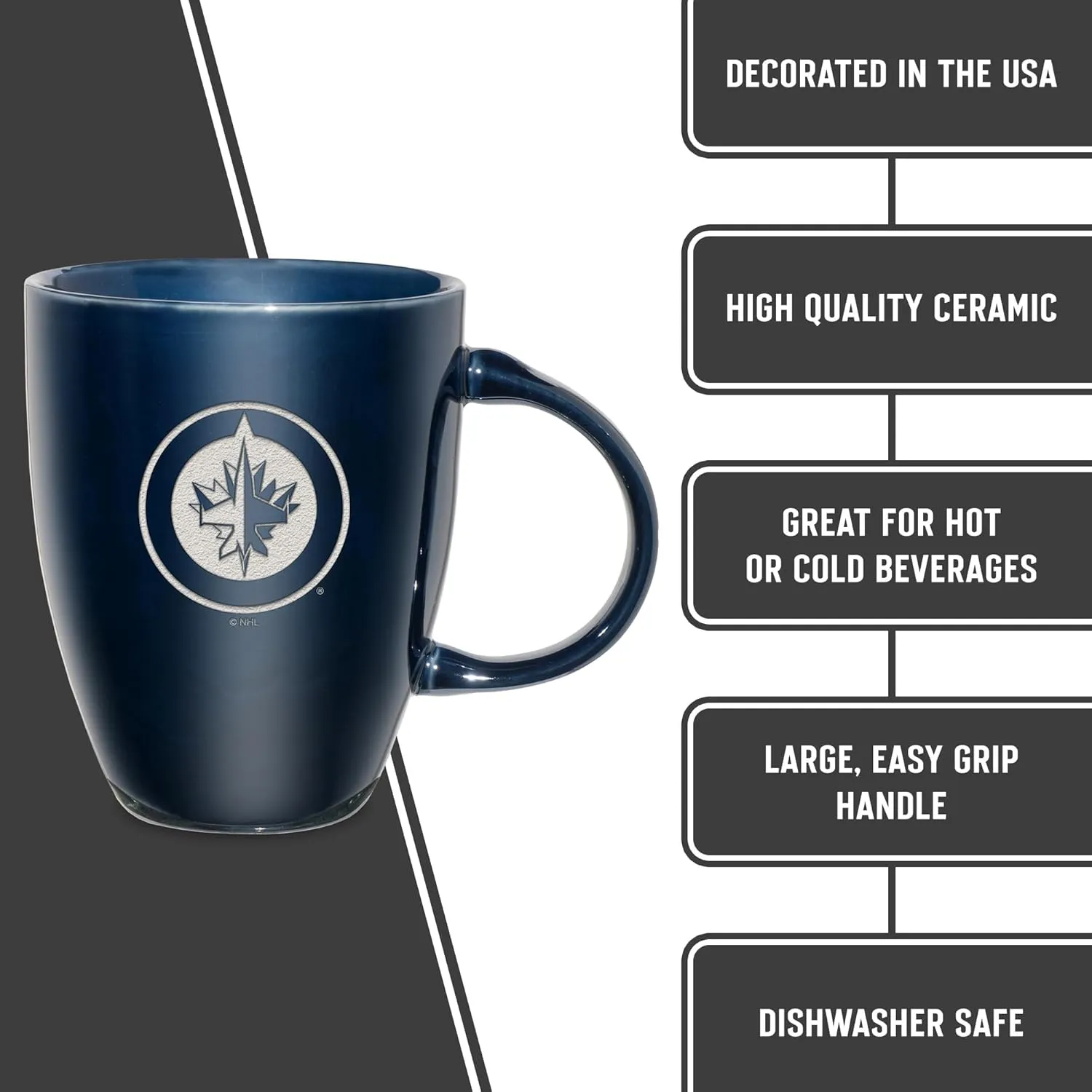 Rico Industries NHL Hockey Electroplated 18oz Laser Engraved Ceramic Lustre Mug