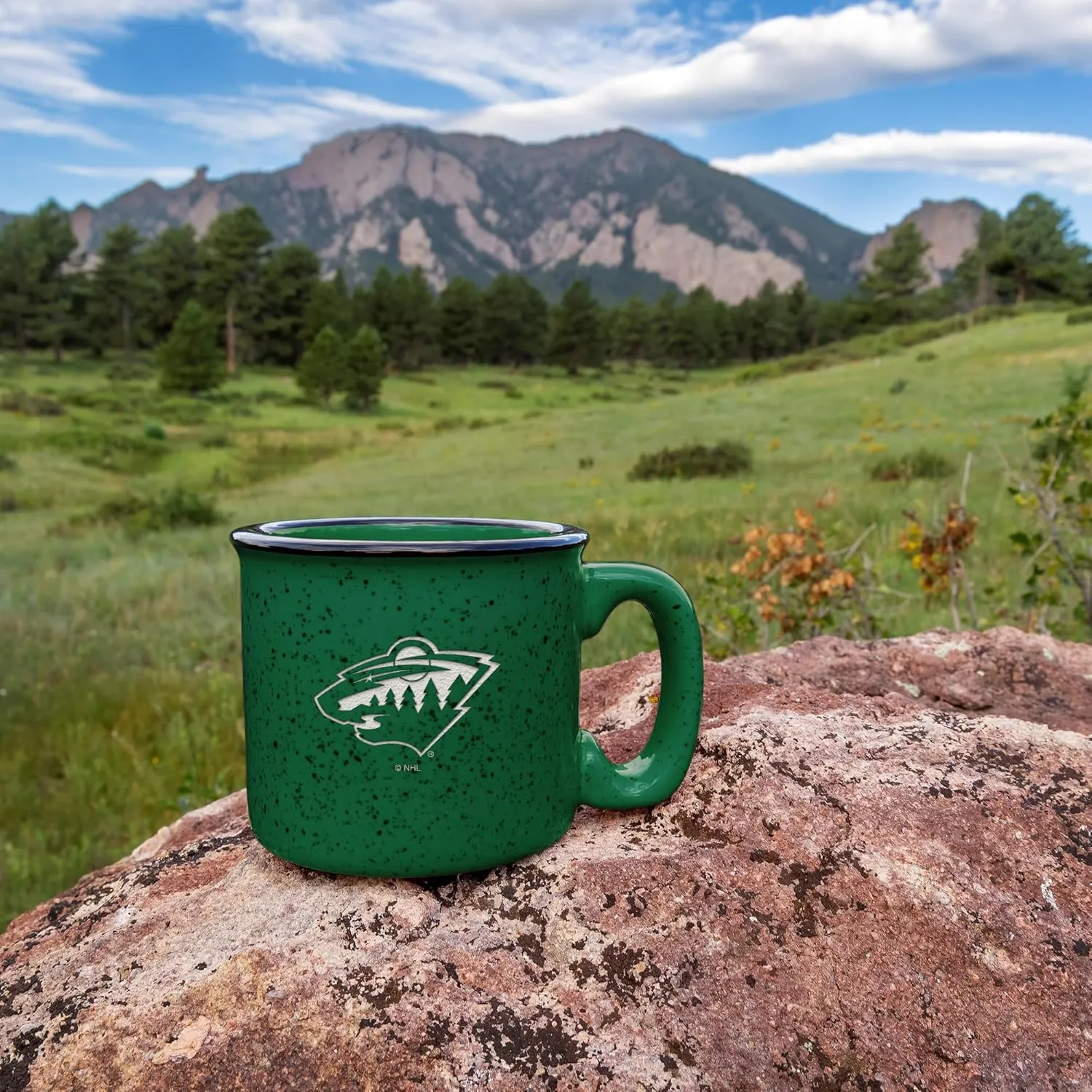 Rico Industries NHL Hockey Speckle 12oz Laser Engraved Campfire Mug