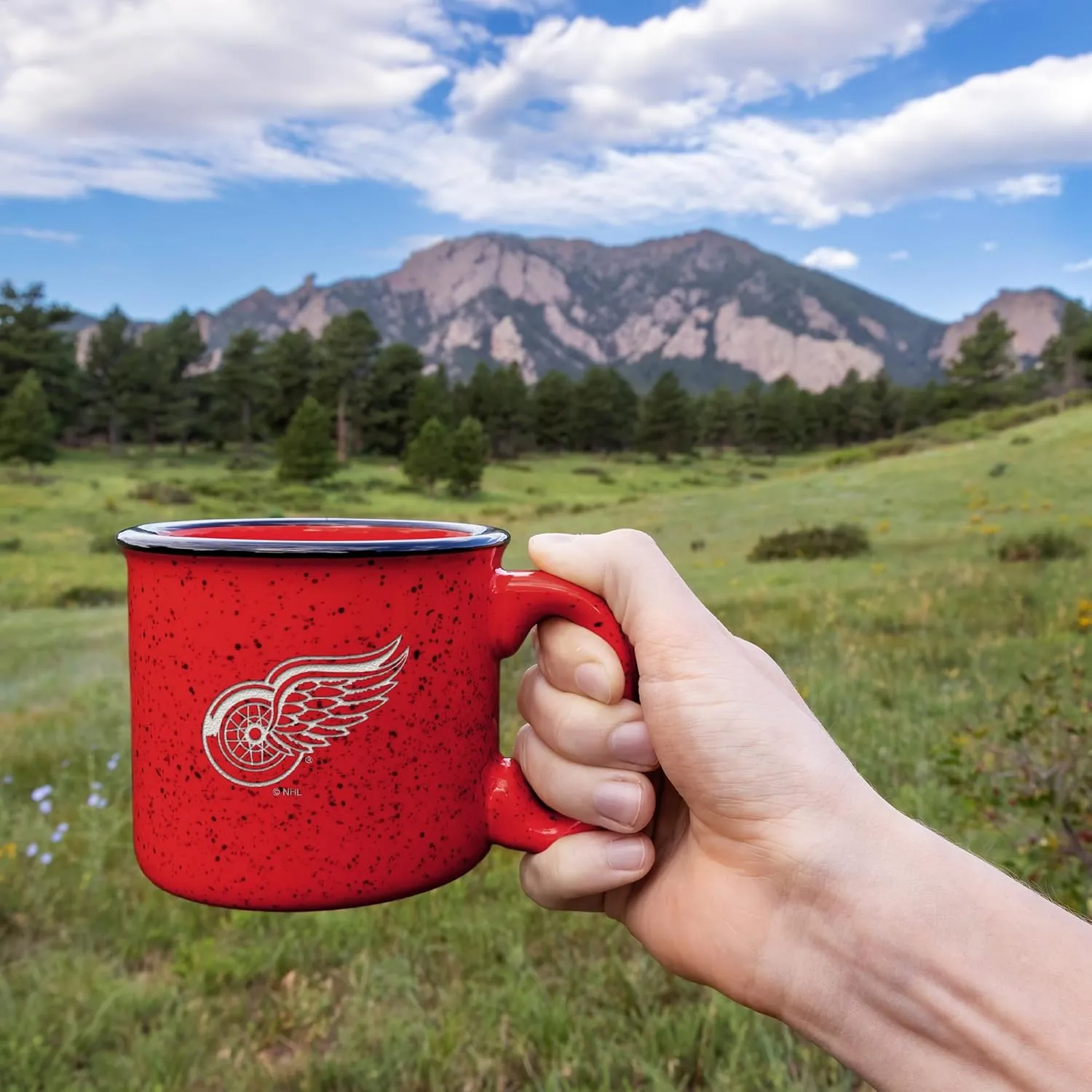 Rico Industries NHL Hockey Speckle 12oz Laser Engraved Campfire Mug