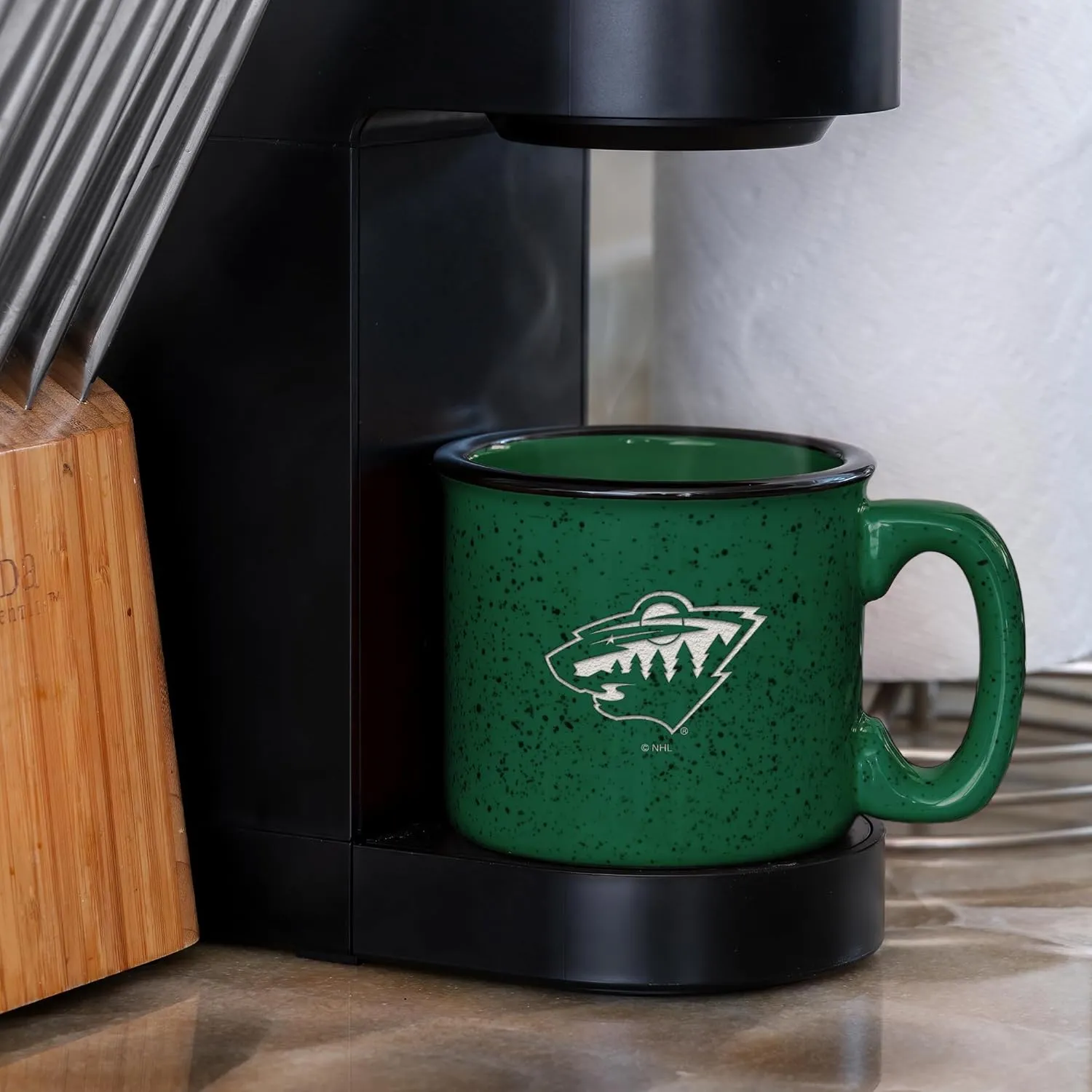 Rico Industries NHL Hockey Speckle 12oz Laser Engraved Campfire Mug