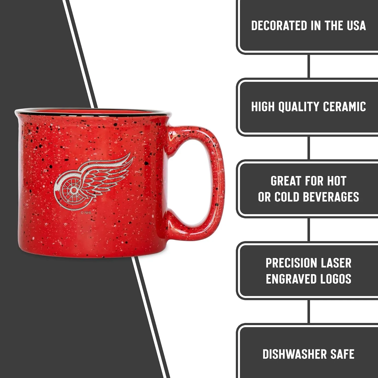 Rico Industries NHL Hockey Speckle 12oz Laser Engraved Campfire Mug