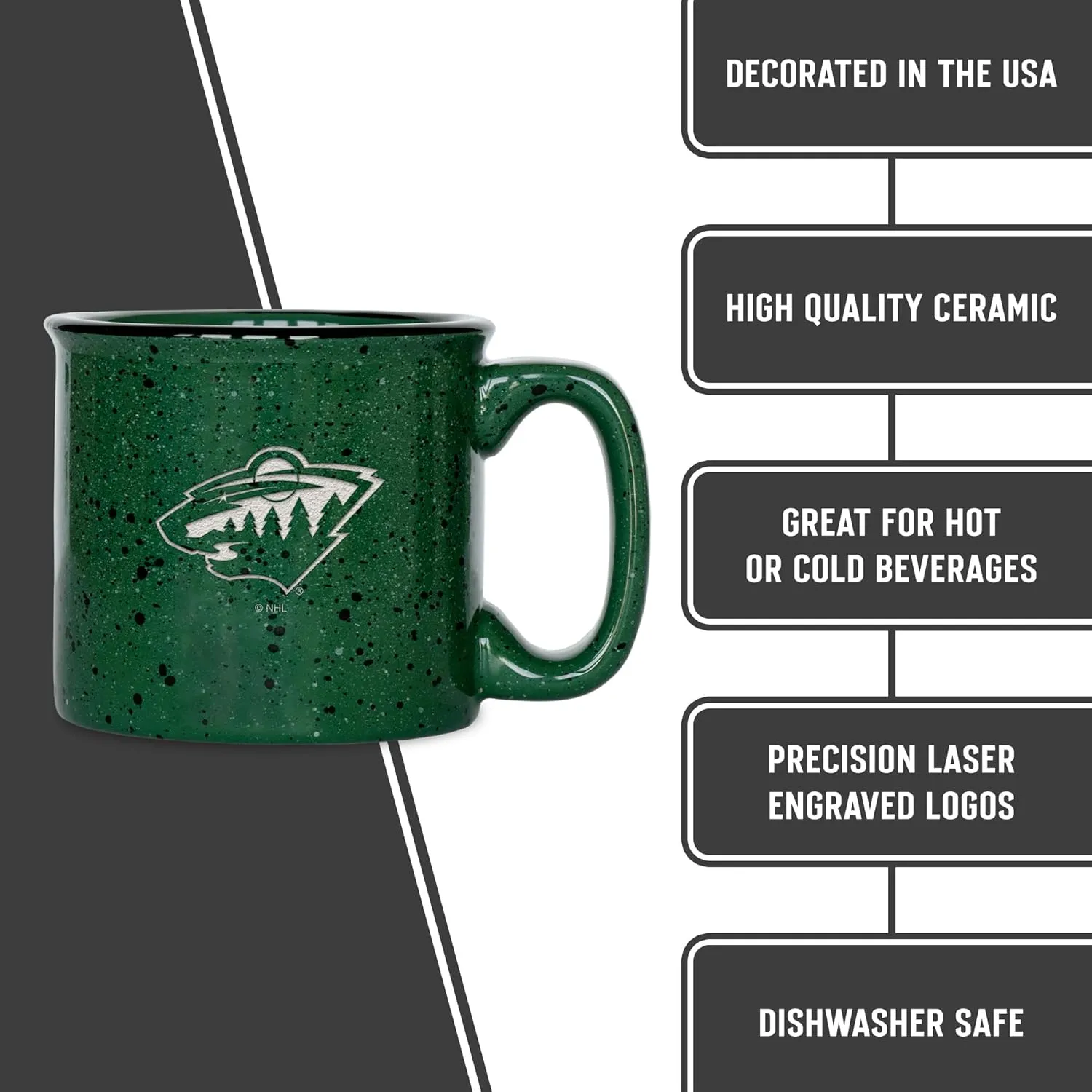 Rico Industries NHL Hockey Speckle 12oz Laser Engraved Campfire Mug