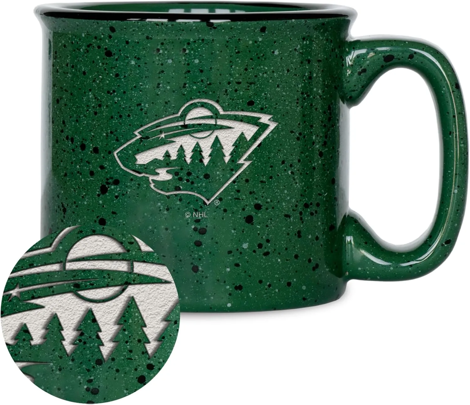 Rico Industries NHL Hockey Speckle 12oz Laser Engraved Campfire Mug