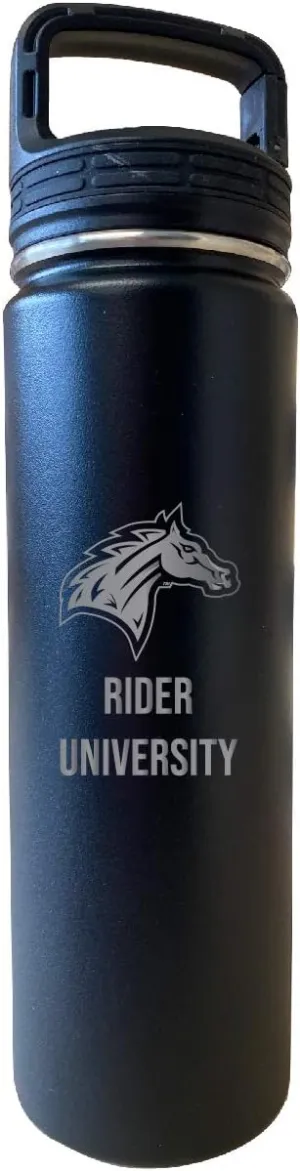 Rider University Broncs 32 Oz Engraved Black Insulated Double Wall Stainless Steel Water Bottle Tumbler Officially Licensed Collegiate Product