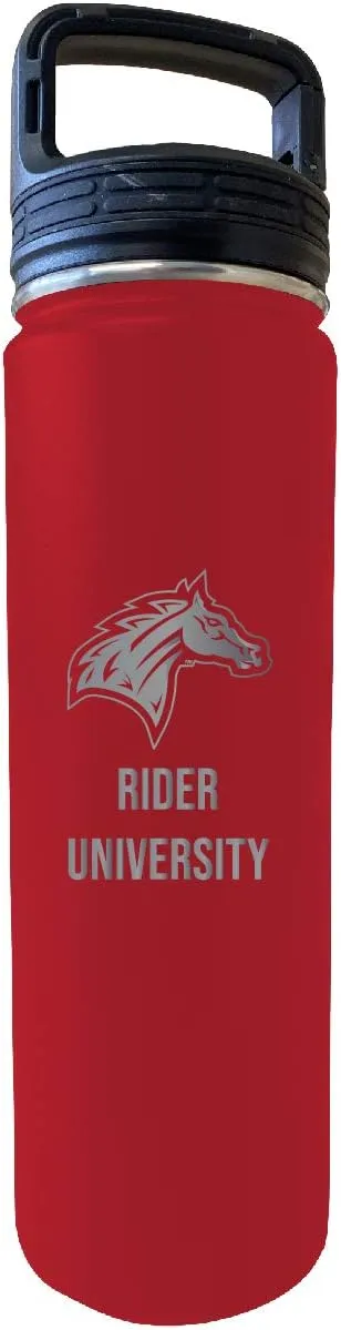Rider University Broncs 32 Oz Engraved Red Insulated Double Wall Stainless Steel Water Bottle Tumbler Officially Licensed Collegiate Product