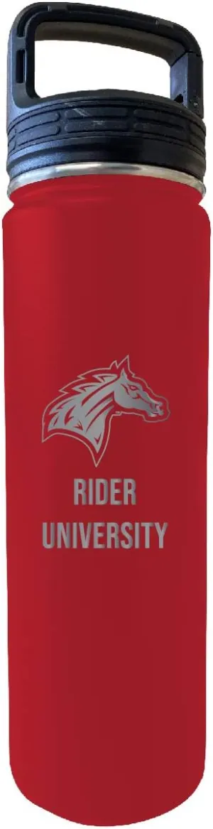 Rider University Broncs 32 Oz Engraved Red Insulated Double Wall Stainless Steel Water Bottle Tumbler Officially Licensed Collegiate Product