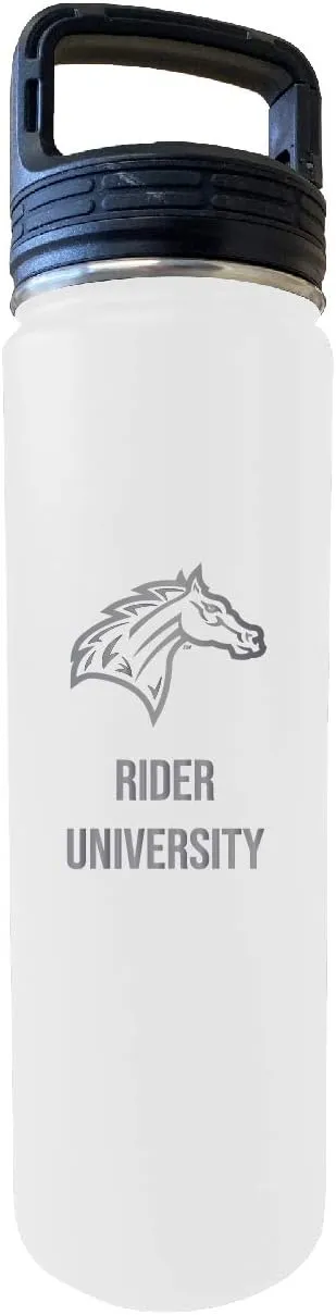 Rider University Broncs 32 Oz Engraved White Insulated Double Wall Stainless Steel Water Bottle Tumbler Officially Licensed Collegiate Product