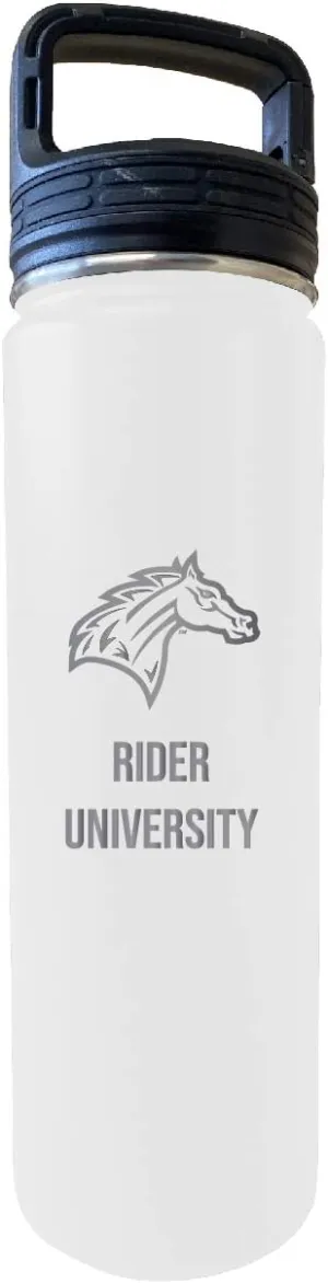 Rider University Broncs 32 Oz Engraved White Insulated Double Wall Stainless Steel Water Bottle Tumbler Officially Licensed Collegiate Product