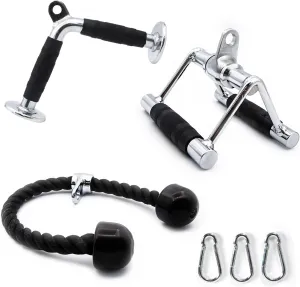RitFit Cable Machine Attachments for Gym, LAT Pulldown Accessories with Multi-Option: V Bar, Tricep Rope, Double D Handle, for Weight Fitness