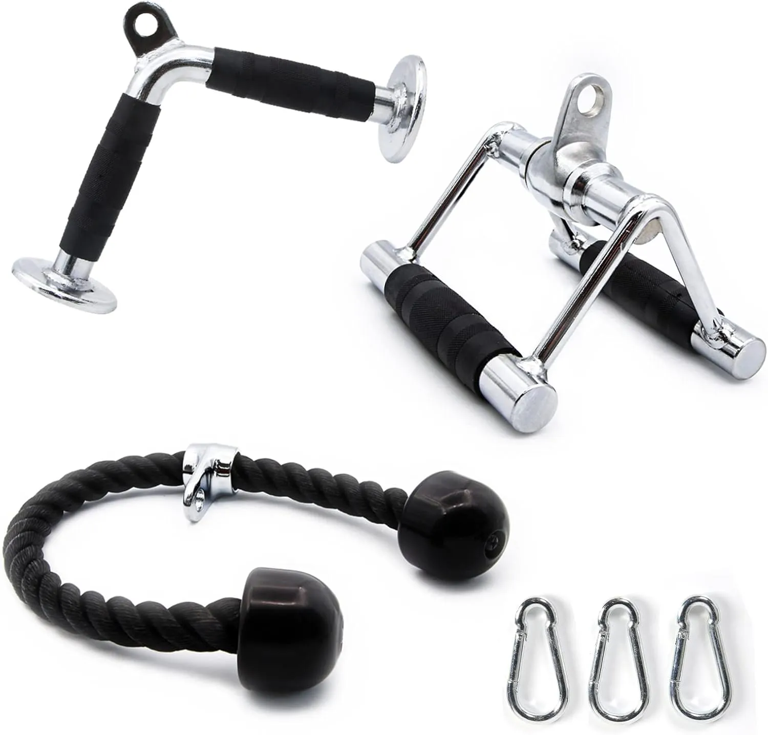 RitFit Cable Machine Attachments for Gym, LAT Pulldown Accessories with Multi-Option: V Bar, Tricep Rope, Double D Handle, for Weight Fitness