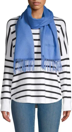 ROBERTO CAVALLI Wool & Cashmere Blend Fringe Scarf Indigo