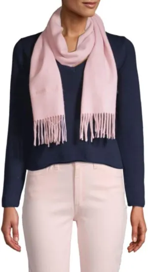 ROBERTO CAVALLI Wool & Cashmere Blend Fringe Scarf Pink