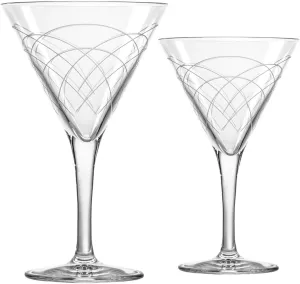 Rolf Glass Mid-Century Modern Martini Glass | Stemmed 7.5 oz. Cocktail Glasses | Lead-Free Retro Glassware | Diamond-Wheel Engraved | Designed and engraved in the US (Set of 2)
