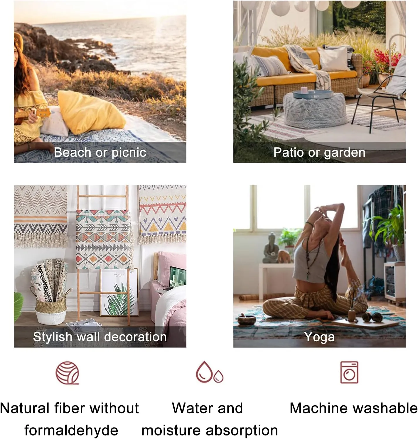 Round Boho Rug Sun only Seamless Sunny dots Summer Baby Print Earthy Warm Trendy Area Linen Carpet Patio Hallway Runner Mat Pad Minimalist Home Decor for Living Room Outdoor, Multi, 3 ft
