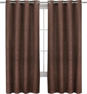 Royal Tradition Prairie 52-Inch Wide x 96-Inch Long, Blackout Weave Embossed Single Grommet Top Curtain, Chocolate