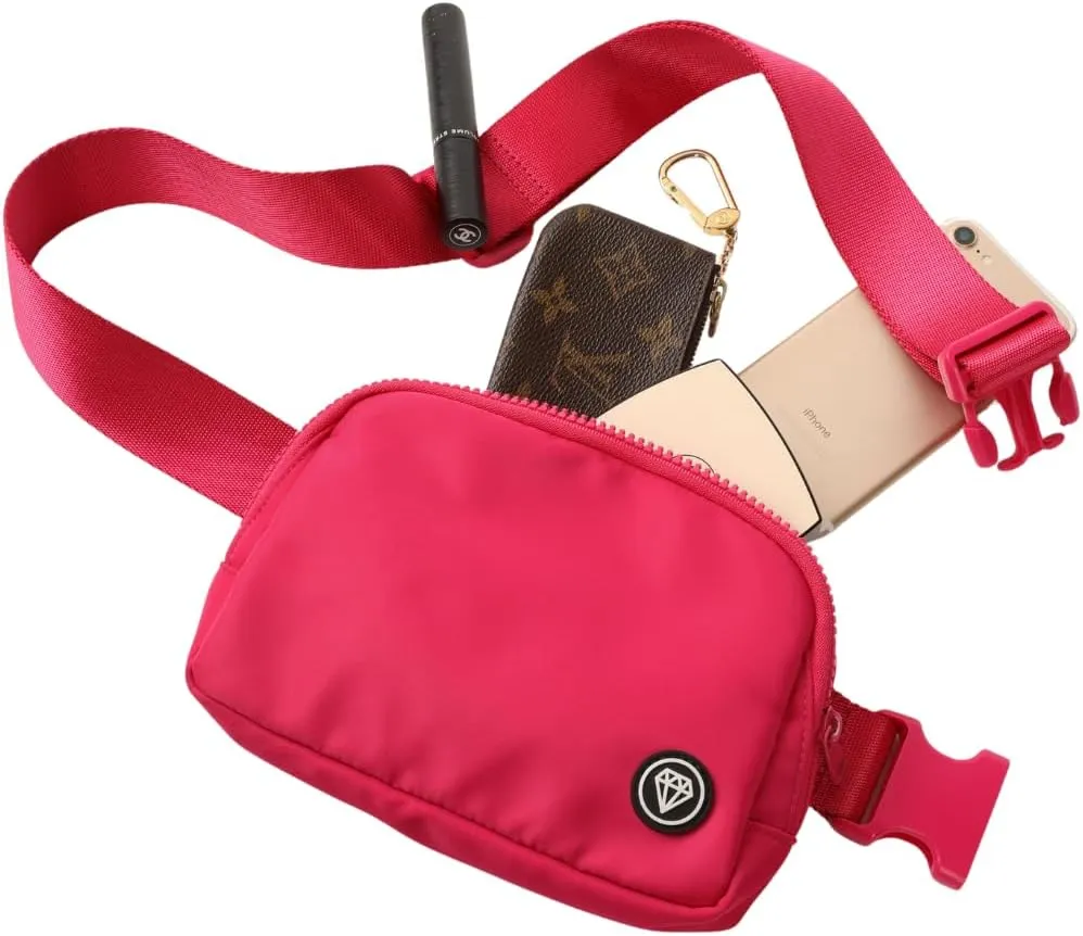 Rubina Anywhere Belt Bag | Cross Body Bag for Women | Adjustable Fanny Pack| Unisex Hip Waist Pack for Hiking, Workout, Running, Traveling Essentials, Music Festival | Beach Must Haves | Malibu Pink