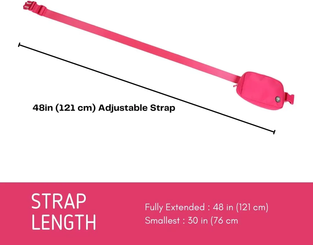 Rubina Anywhere Belt Bag | Cross Body Bag for Women | Adjustable Fanny Pack| Unisex Hip Waist Pack for Hiking, Workout, Running, Traveling Essentials, Music Festival | Beach Must Haves | Malibu Pink