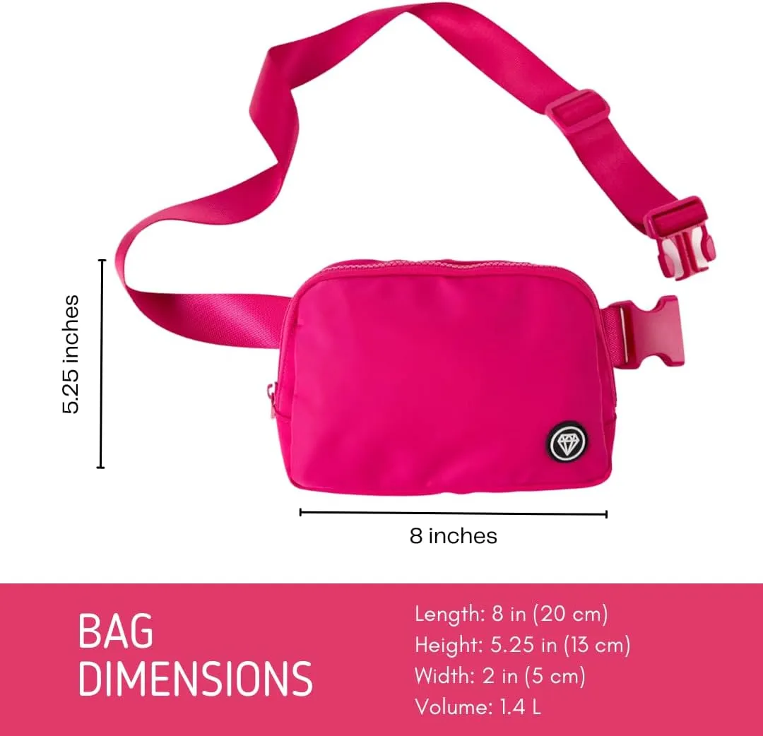 Rubina Anywhere Belt Bag | Cross Body Bag for Women | Adjustable Fanny Pack| Unisex Hip Waist Pack for Hiking, Workout, Running, Traveling Essentials, Music Festival | Beach Must Haves | Malibu Pink