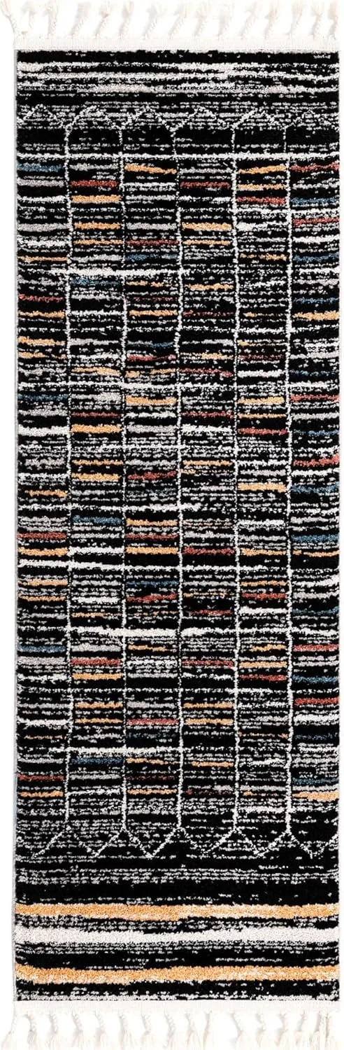 Rugs.com Aramis Collection Rug – 6 Ft Runner Multi Medium Rug Perfect for Hallways, Entryways