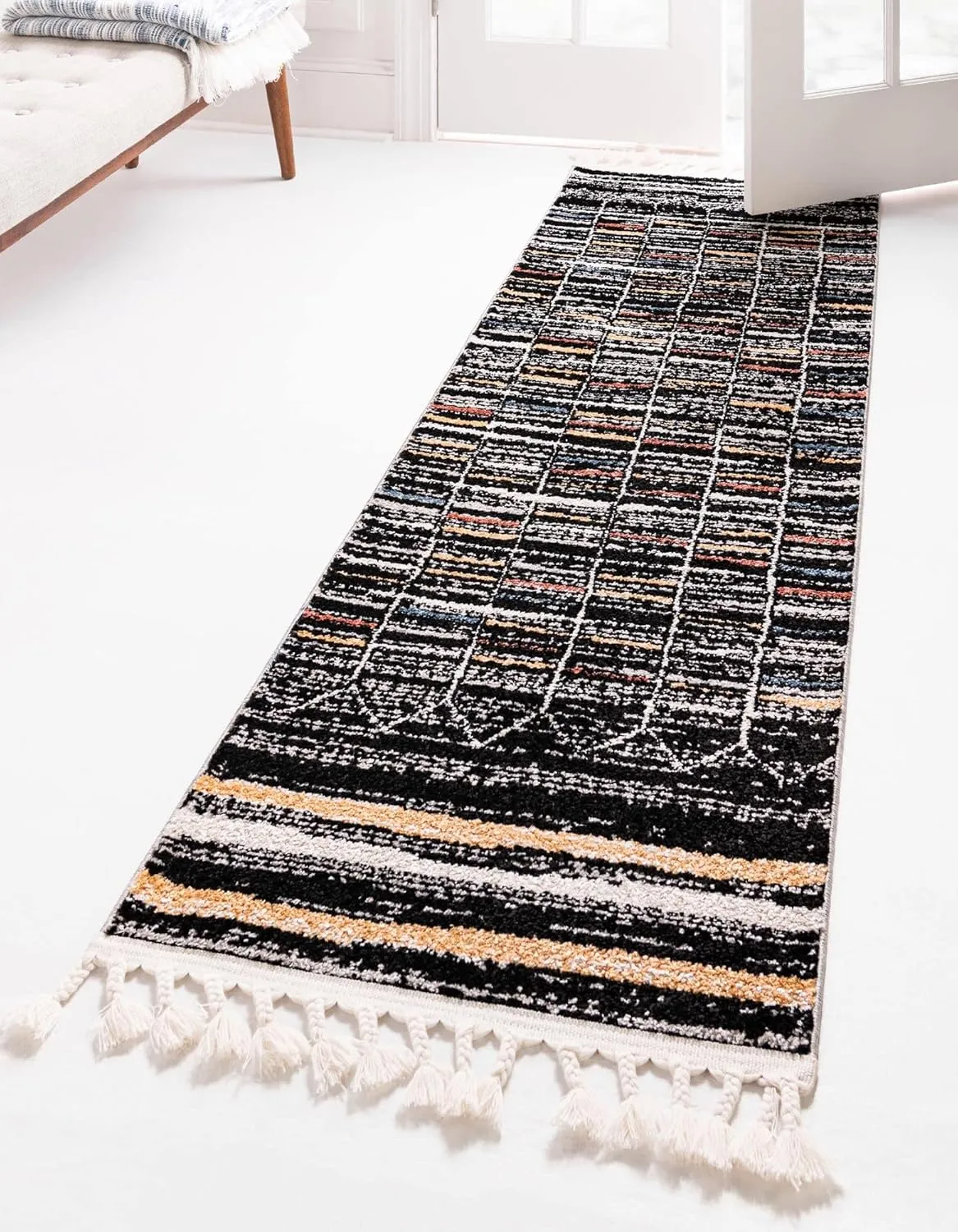 Rugs.com Aramis Collection Rug – 6 Ft Runner Multi Medium Rug Perfect for Hallways, Entryways