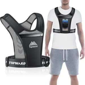 Running Phone Holder Vest for Men Women Jogging Walking Exercise & Gym Workout. Waterproof Chest Pack for All Smartphones