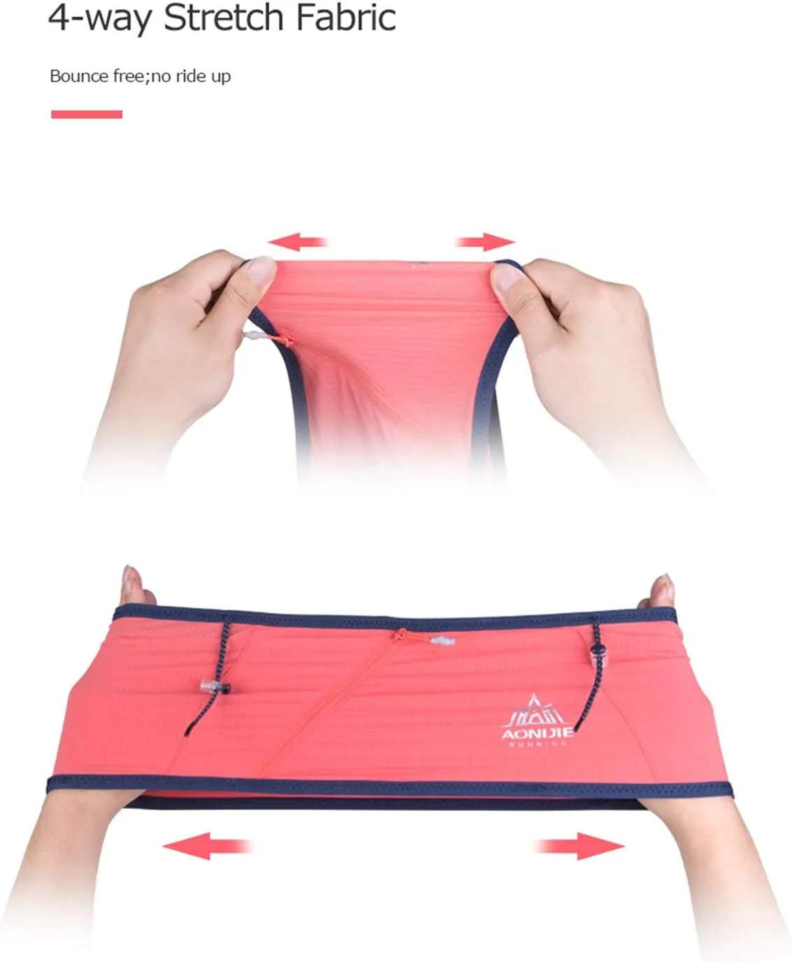 Running Pouch Belt Waist Pack Fanny Bag with 250ml Soft Water Bottle, Bounce Free Fashion Workout Jogging Travelling Money Pocket Belt for Women (Blue, L/XL)