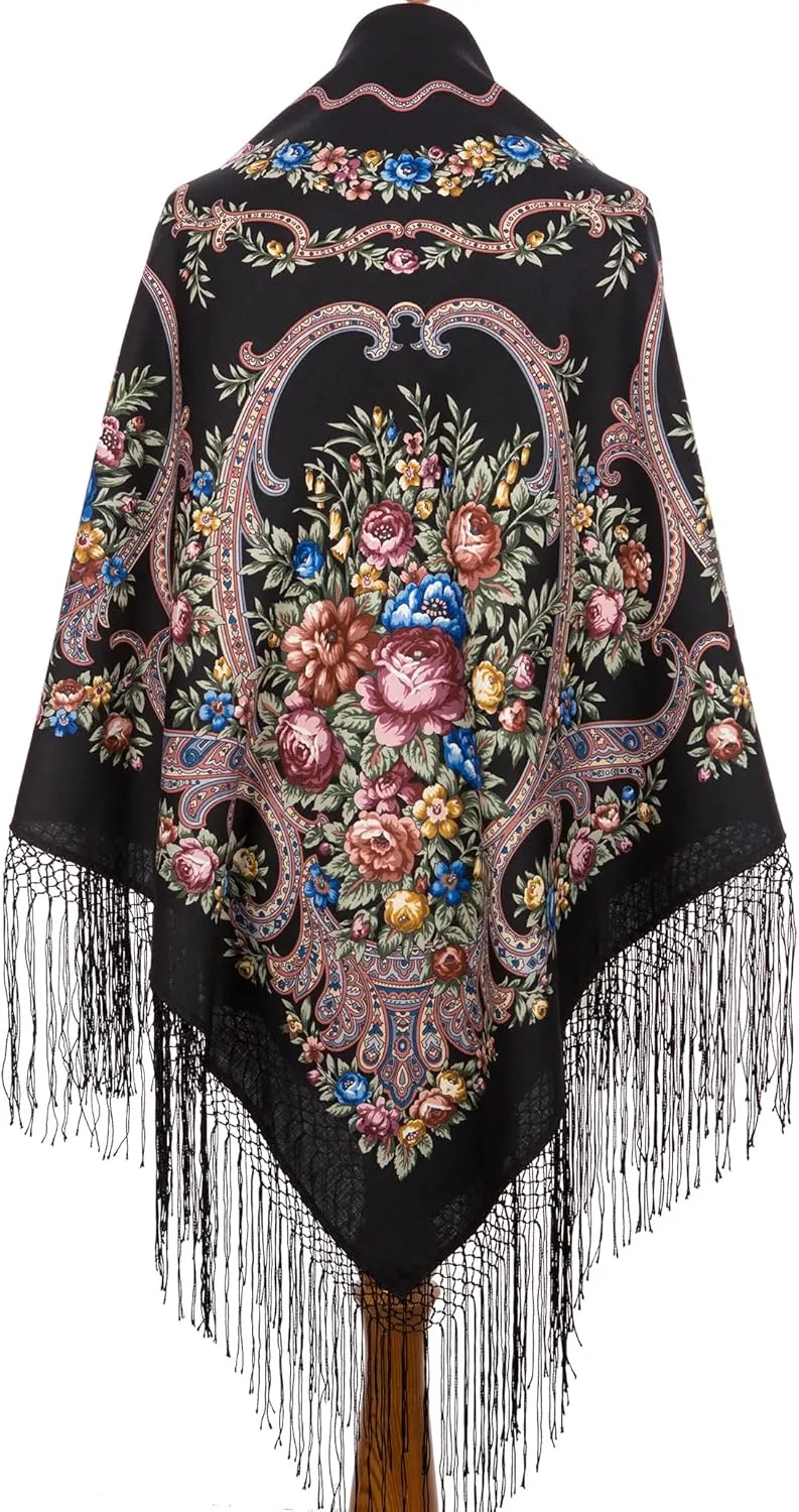 Russian Shawl 100% Wool Pashmina Russian Scarf 148x148 cm Huge 58x58 inches Wrap silk tassels fringe 948-19