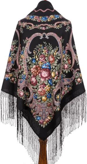 Russian Shawl 100% Wool Pashmina Russian Scarf 148x148 cm Huge 58x58 inches Wrap silk tassels fringe 948-19