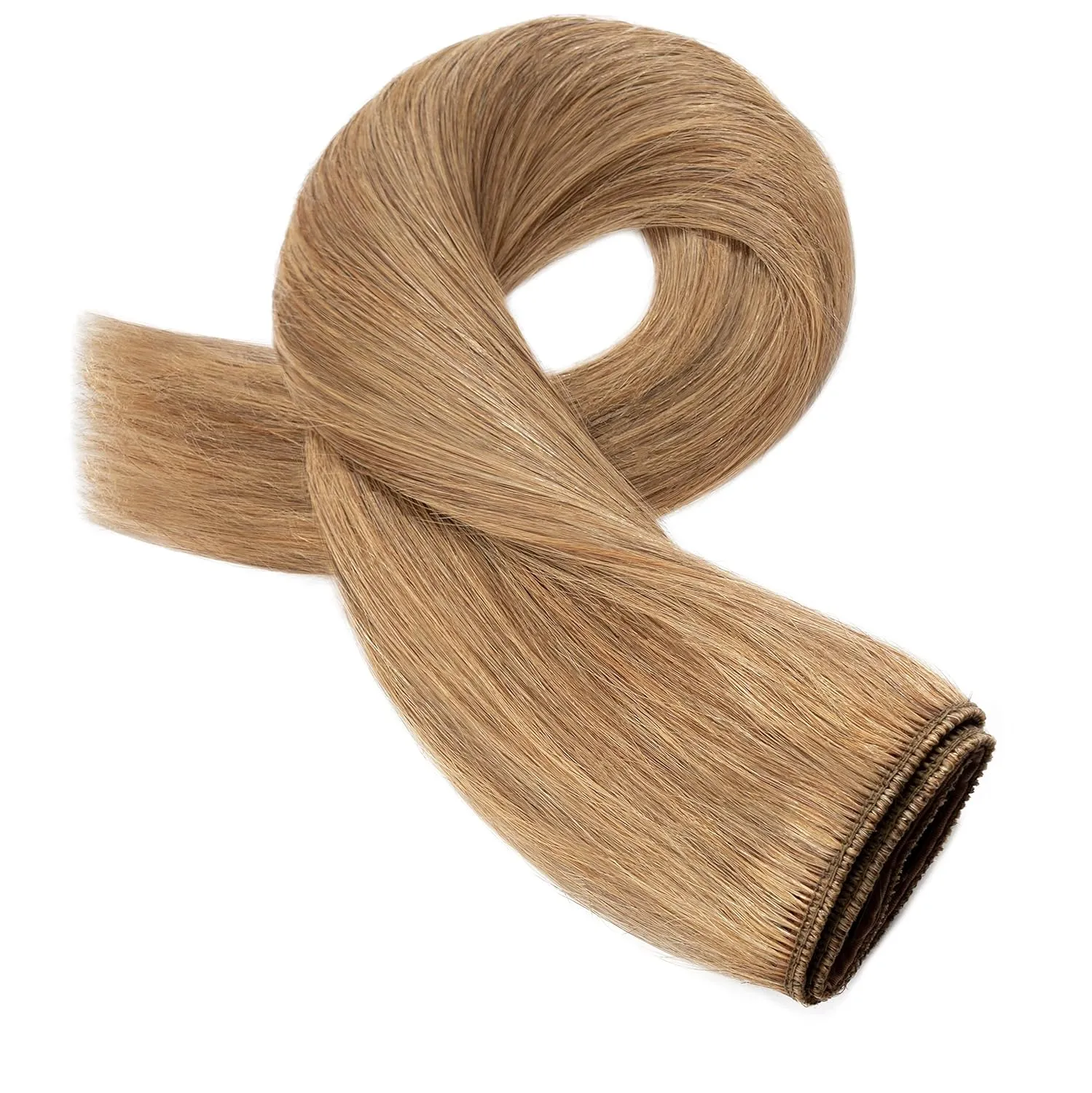 S-noilite Clip in Human Hair Extensions 1 Piece 5 Clips 3/4 Full Head Clip on Remy Hair Extension For Women Lighter One-Piece Design Adding Hair Volume 18Inch 50g Dark Blonde