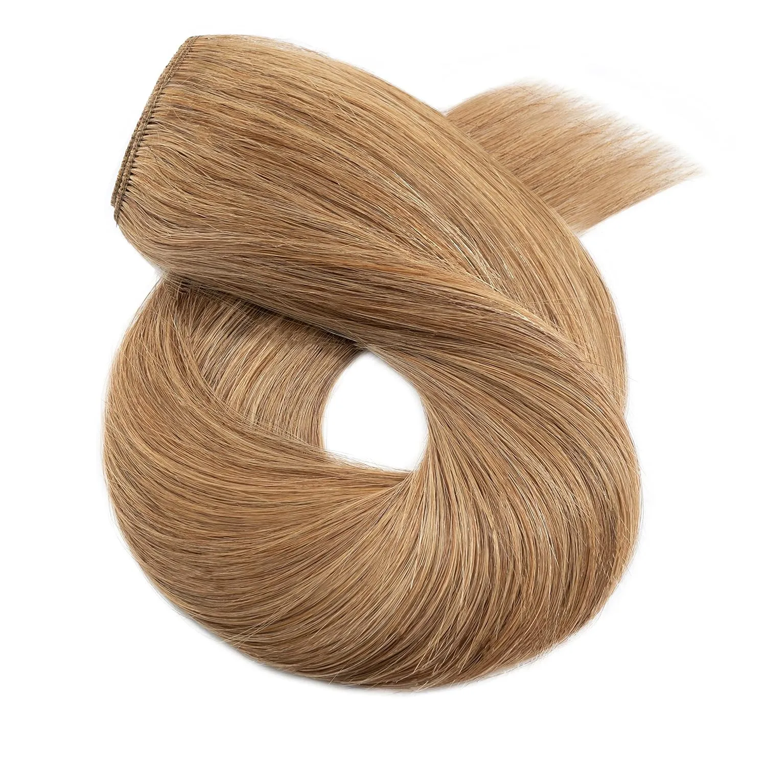 S-noilite Clip in Human Hair Extensions 1 Piece 5 Clips 3/4 Full Head Clip on Remy Hair Extension For Women Lighter One-Piece Design Adding Hair Volume 18Inch 50g Dark Blonde