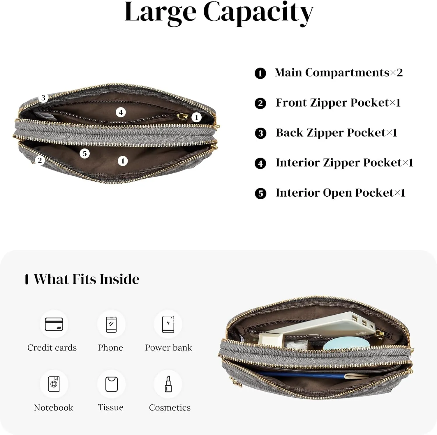 S-ZONE Fanny Packs for Women Genuine Leather RFID Blocking Crossbody Bags Purses Sling Waist Chest Bag Gifts Travel Running Adjustable Strap Men