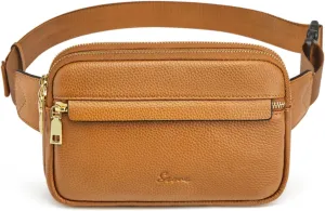 S-ZONE Fanny Packs for Women Genuine Leather RFID Blocking Crossbody Bags Purses Sling Waist Chest Bag Gifts Travel Running Adjustable Strap Men