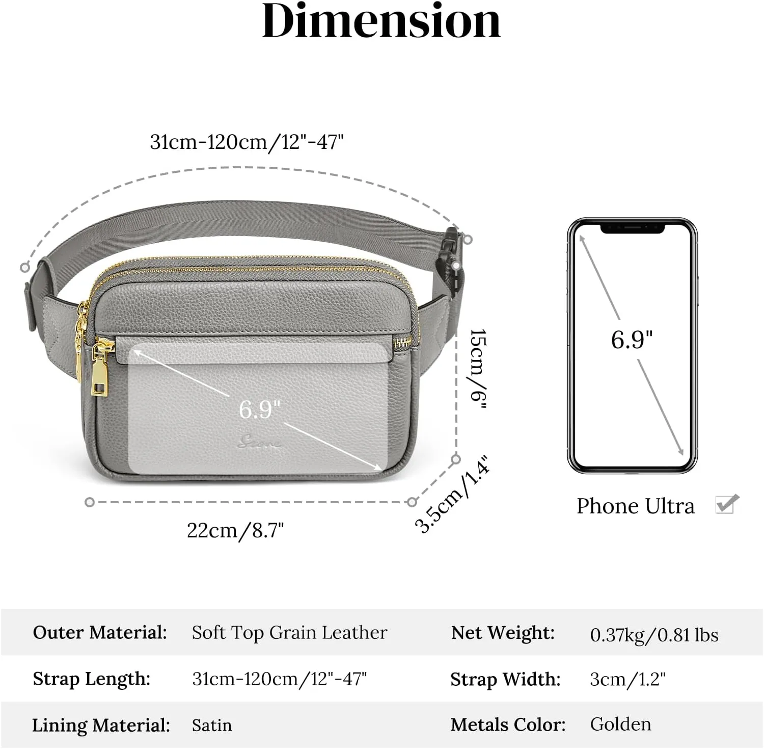 S-ZONE Fanny Packs for Women Genuine Leather RFID Blocking Crossbody Bags Purses Sling Waist Chest Bag Gifts Travel Running Adjustable Strap Men