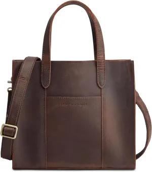 S-ZONE Leather Crossbody Tote Bags for Women Satchel Bag Top Handle Handbag Shoulder Purses Medium