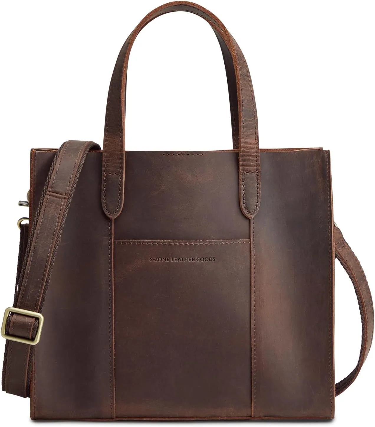 S-ZONE Leather Crossbody Tote Bags for Women Satchel Bag Top Handle Handbag Shoulder Purses Medium