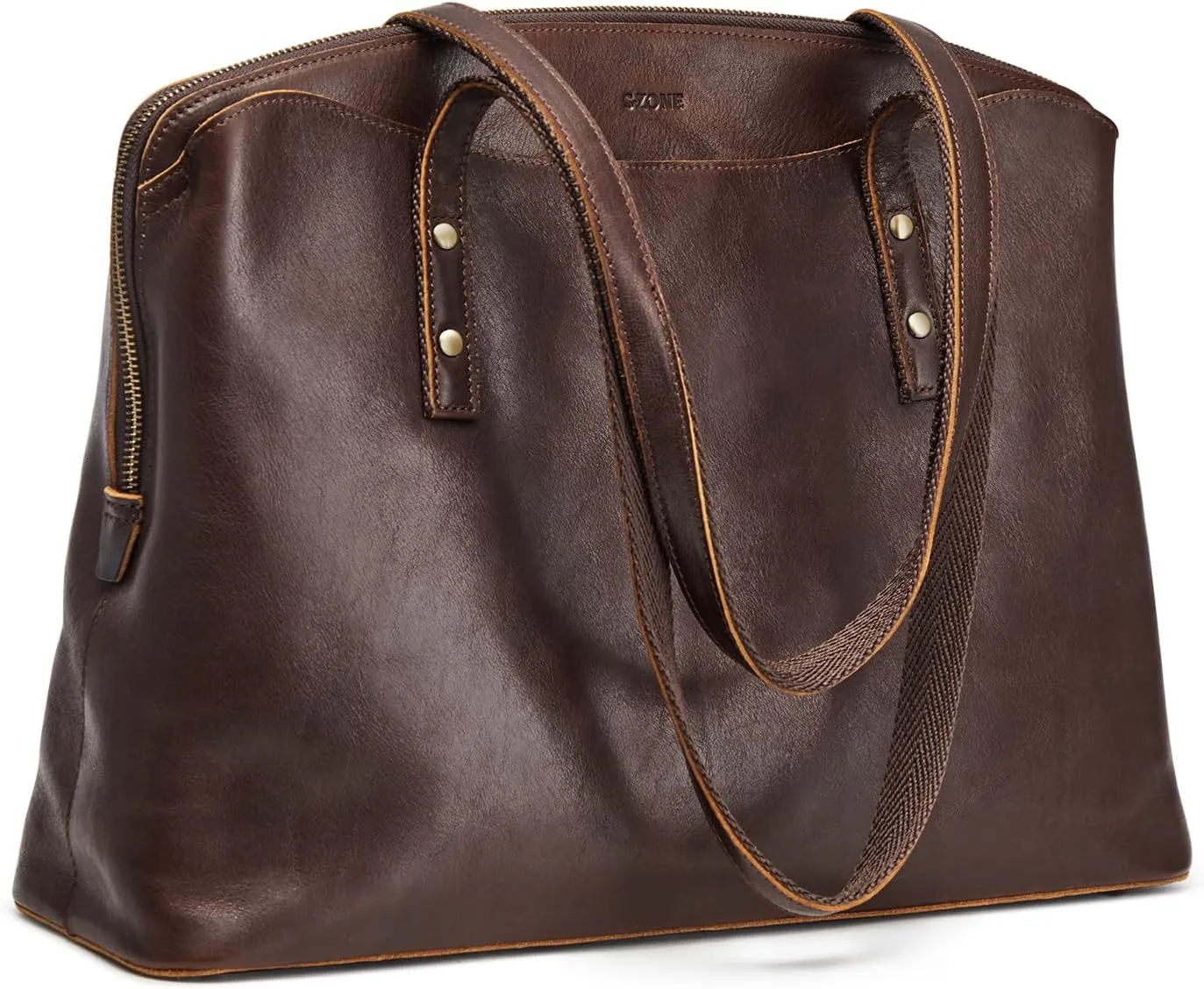 S-ZONE Leather Tote Bag for Women Large Capacity Work Shoulder Handbags Purses