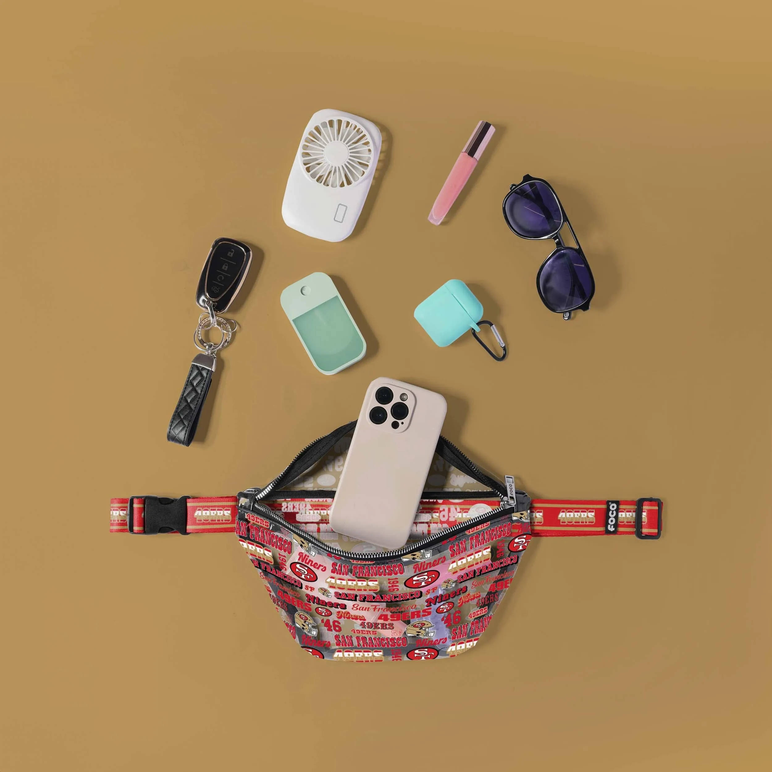 San Francisco 49ers Repeat Retro Print Clear Fanny Pack