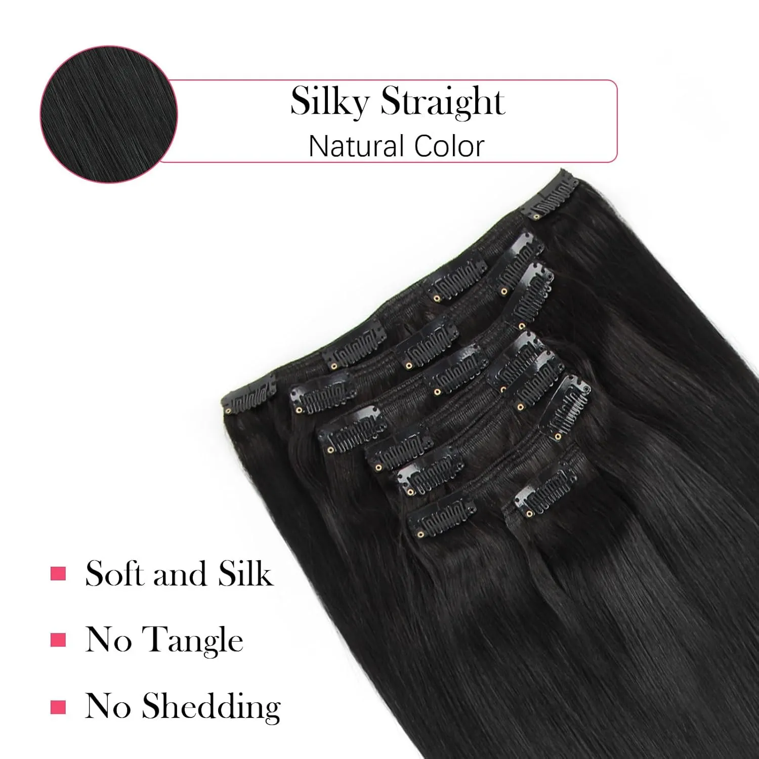 Sassina Clip in Silky Straight Hair Extensions Double Wefts Remy Human Hair Extensions For Black Women Real Human hair 7 Clips and 7 Pieces 120 Gram 14 Inch