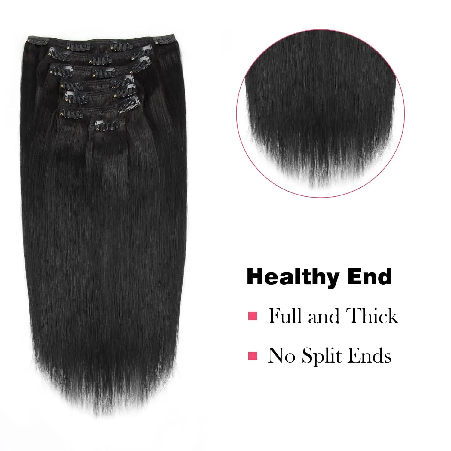 Sassina Clip in Silky Straight Hair Extensions Double Wefts Remy Human Hair Extensions For Black Women Real Human hair 7 Clips and 7 Pieces 120 Gram 14 Inch